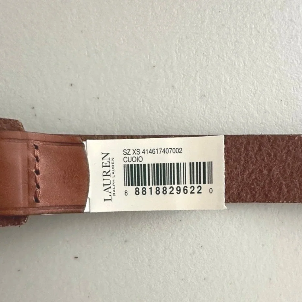 Lauren Ralph Lauren Leather Belt Women XS Stirrup Equestrian Brown Double Buckle